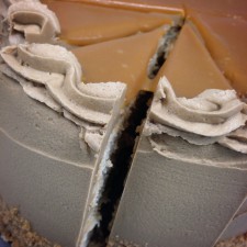 The fun begins when you cut our Salted Caramel Toffee Cake